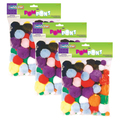 Creativity Street Pom Pons, Bright Hues, Assorted Sizes, 100 Pieces, PK3 PAC8112-01
